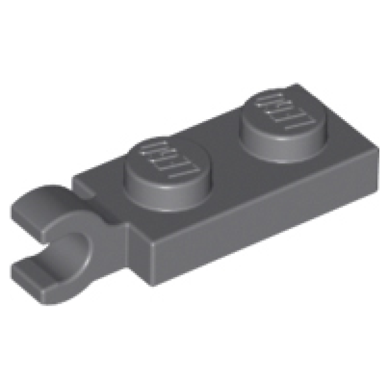 Plaat, Aangepast 1x2 met clip aan het einde Dark Bluish Gray